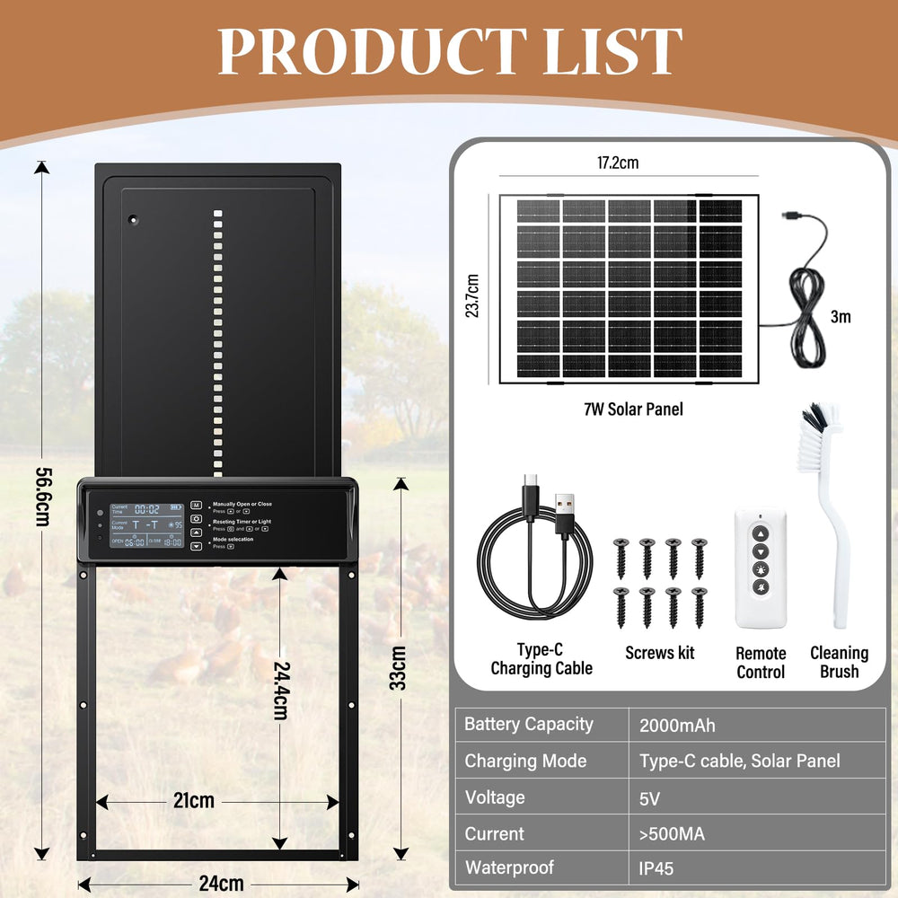 AISSOM Solar Chicken Door - Automatic Chicken Door