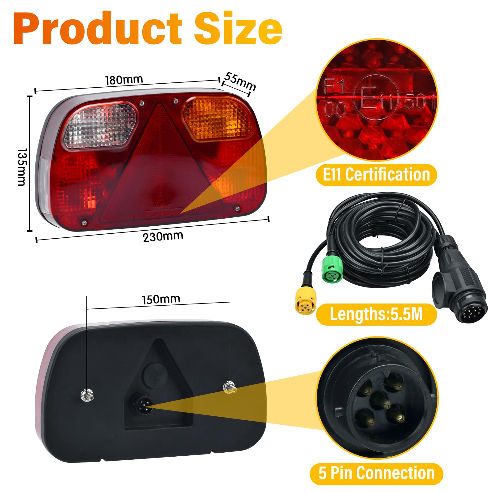 AISSOM Rear Light Set for Trailer
