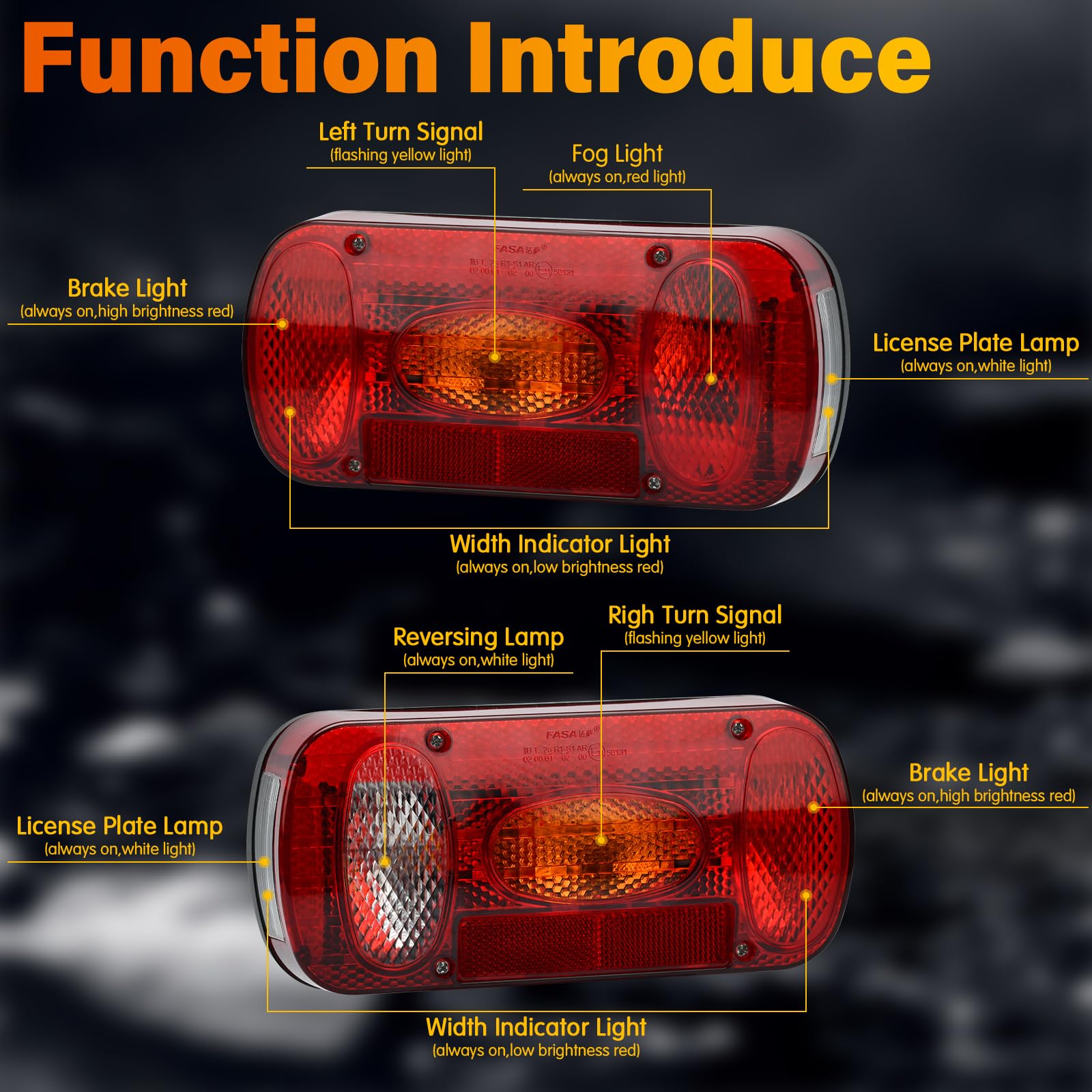 AISSOM 2 Pack 12V Universal Trailer Tail Lights