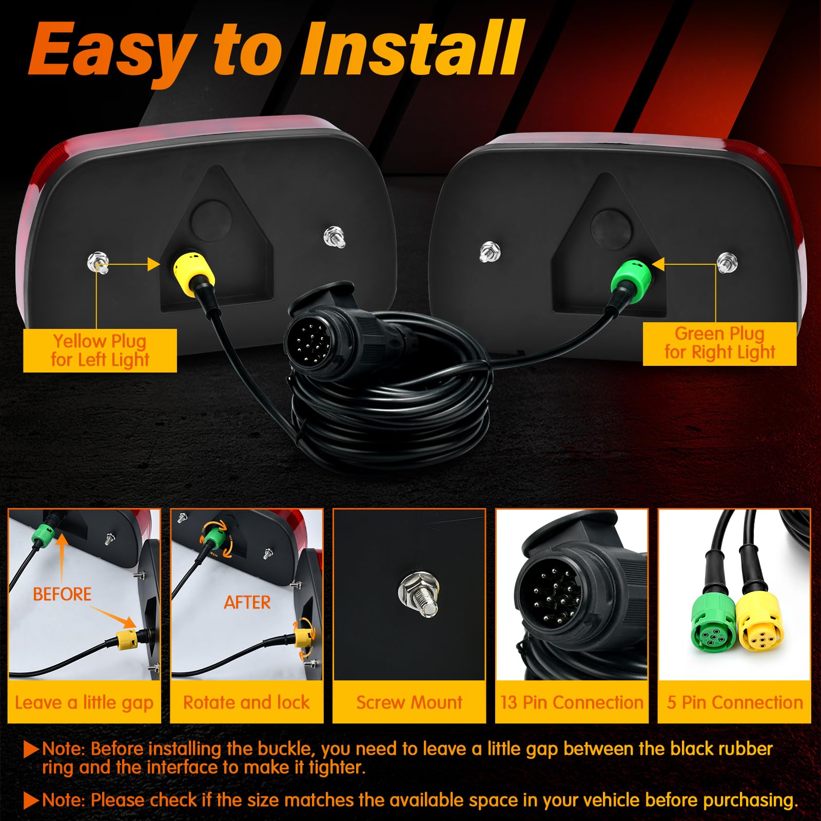 AISSOM Rear Light Set for Trailer